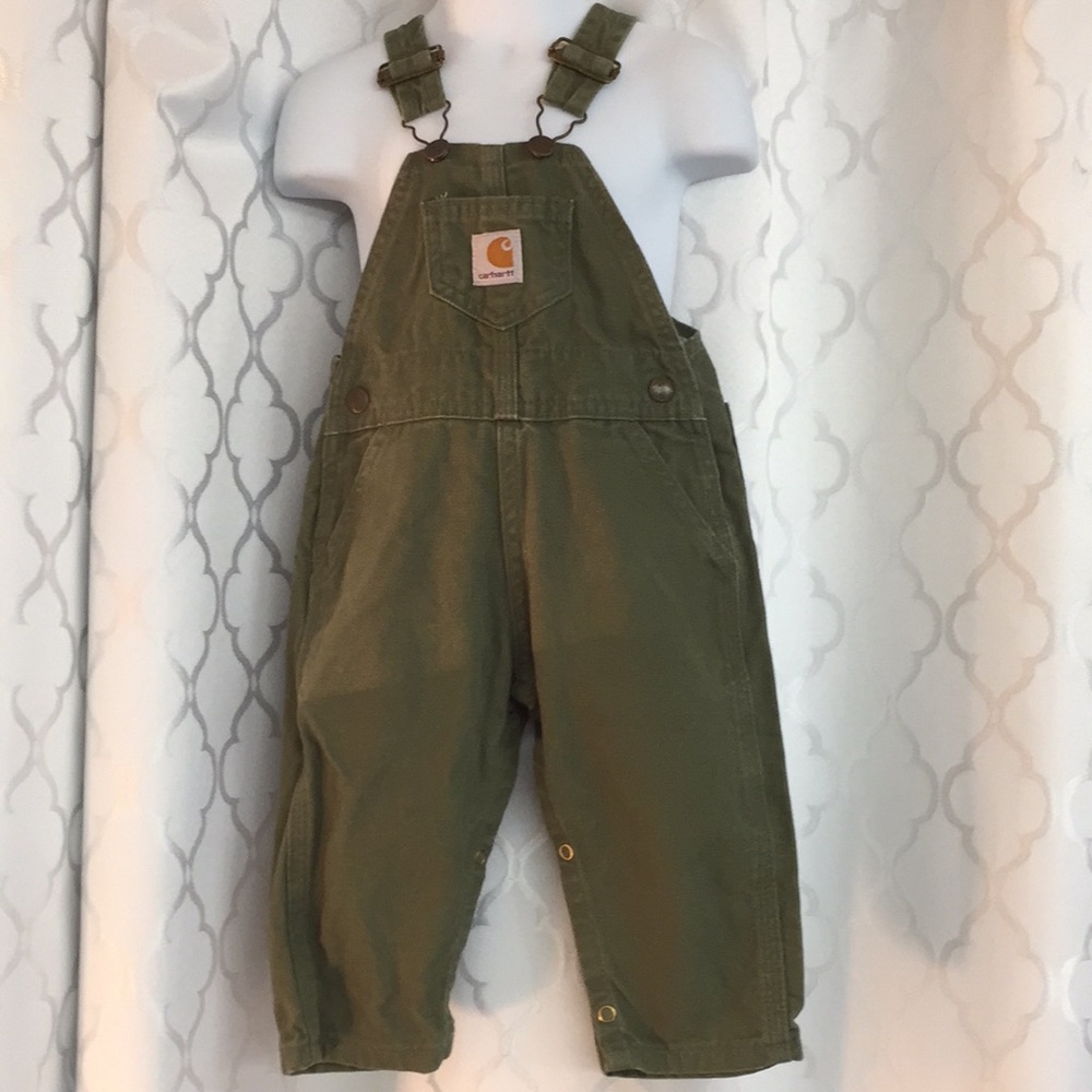 Carharttt green canvas bib.